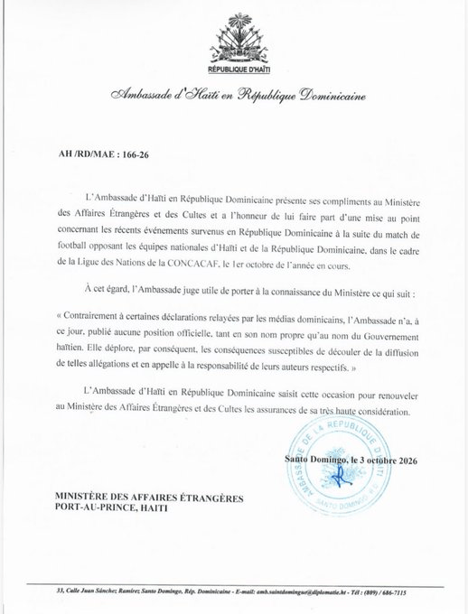 Affaire Isidor–RD | À 17 h 37, Diario Libre attribuait encore à l’ambassade une position remontant à vendredi ; la mission dément : que dit Raina Forbin ?