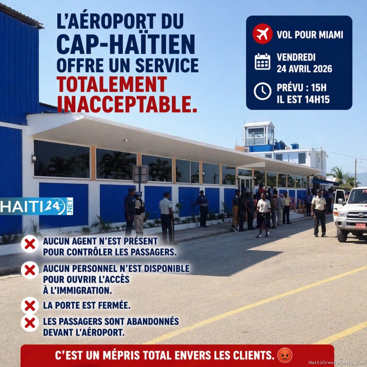 Cap-Haïtien : des voyageurs bloqués devant l’aéroport sans accès à l’immigration0