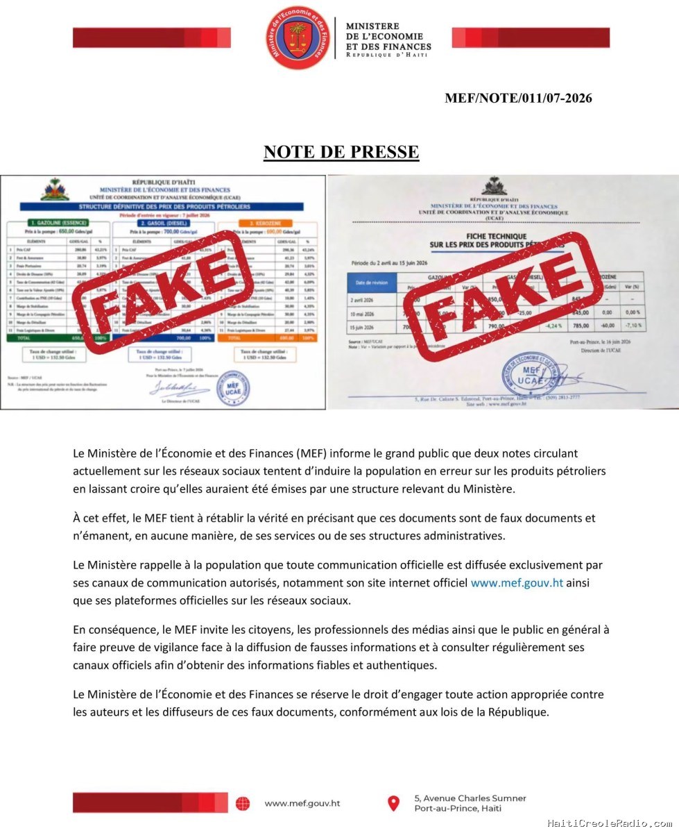 Fausses notes sur les produits pétroliers : le MEF dément et met la population en garde