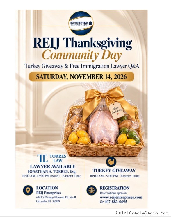 Floride — Thanksgiving solidaire à Orlando : avocat gratuit pour la communauté haïtienne et distribution de dindes aux familles