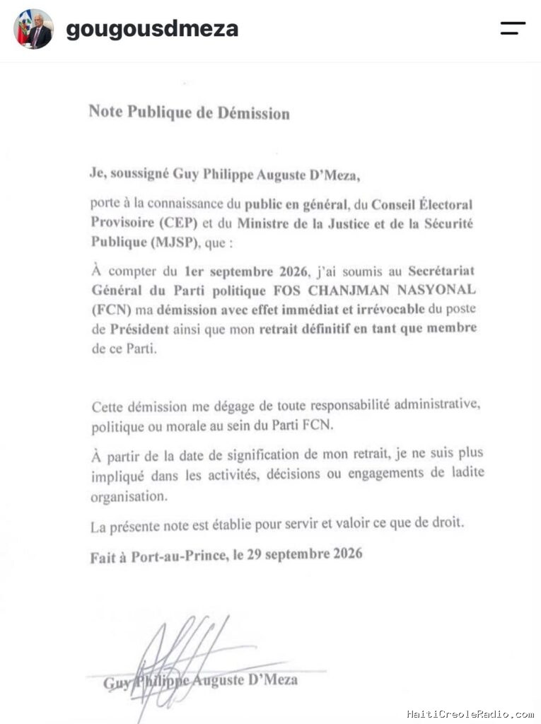 Haïti | Alliance de circonstance ou rupture politique ? Le professeur D’Meza démissionne de Fòs Chanjman Nasyonal