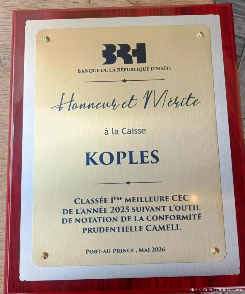 La Caisse Populaire KOPLES de Port-de-Paix distinguée par la BRH : une première place qui consacre plus de 25 ans d’excellence coopérative