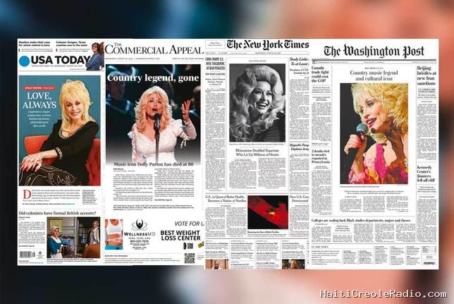 La mort de Dolly Parton, “légende” et “force fédératrice”, à la une de la presse américaine
