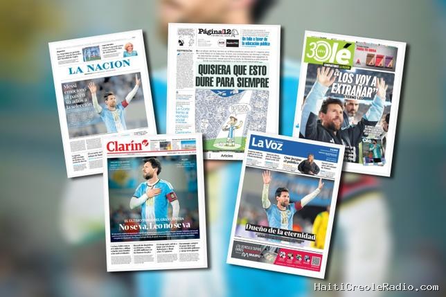 La retraite internationale de Messi à la une de la presse argentine : “Le foot lui dit une dernière fois merci”