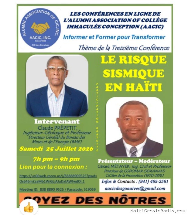 « Le risque sismique en Haïti » : Claude Prépetit à la 13e conférence de l’AACIC, samedi de 19 h à 21 h