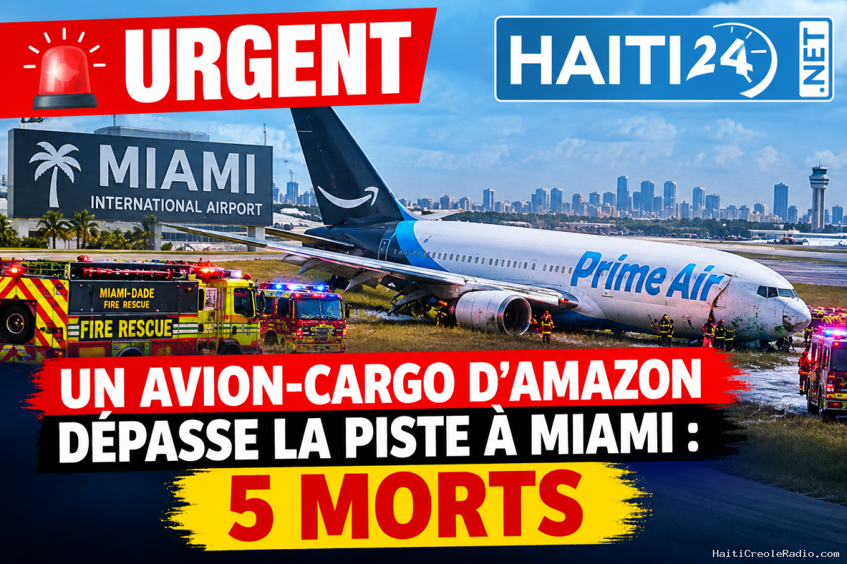 UN AVION-CARGO D’AMAZON DÉPASSE LA PISTE À MIAMI : 5 MORTS